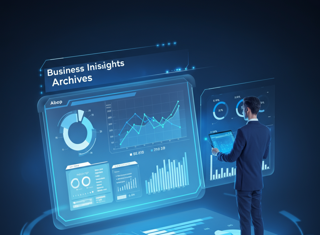 Digital archive interface with charts and graphs analyzed by a business professional.