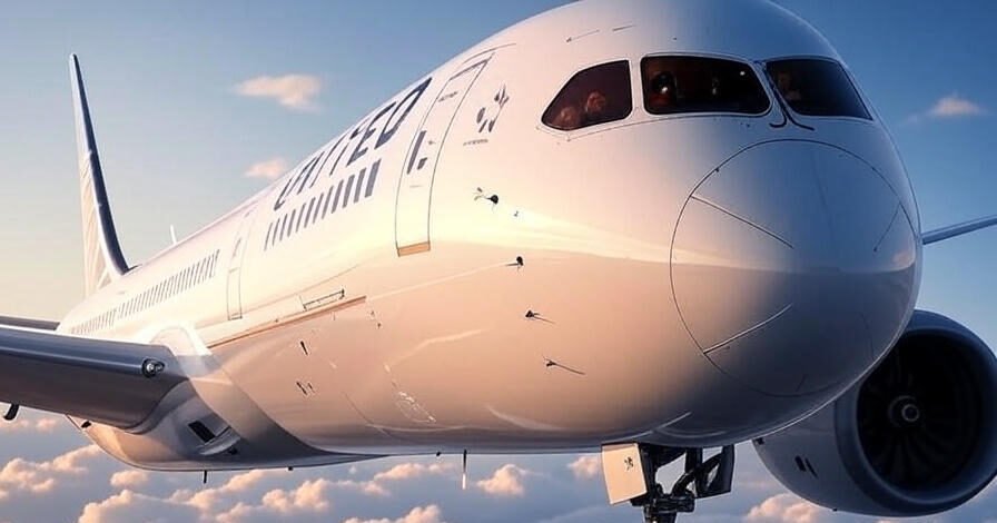 United Airlines Boeing 787 during UA770 emergency diversion due to pressurization issue